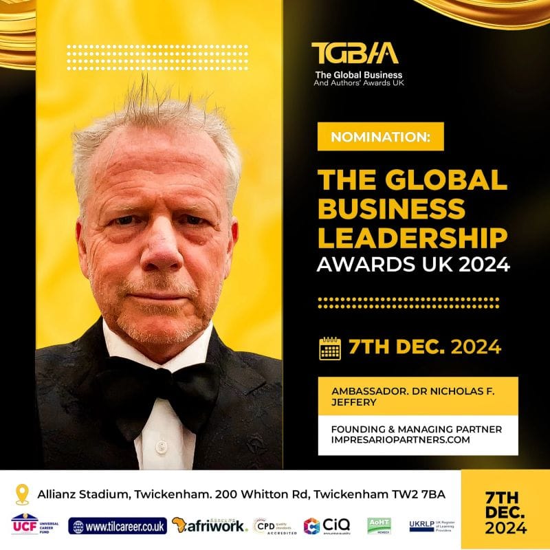 Impresario Partners CEO Nicholas F. Jeffery Nominated for Prestigious Global Business and Authors' Award UK